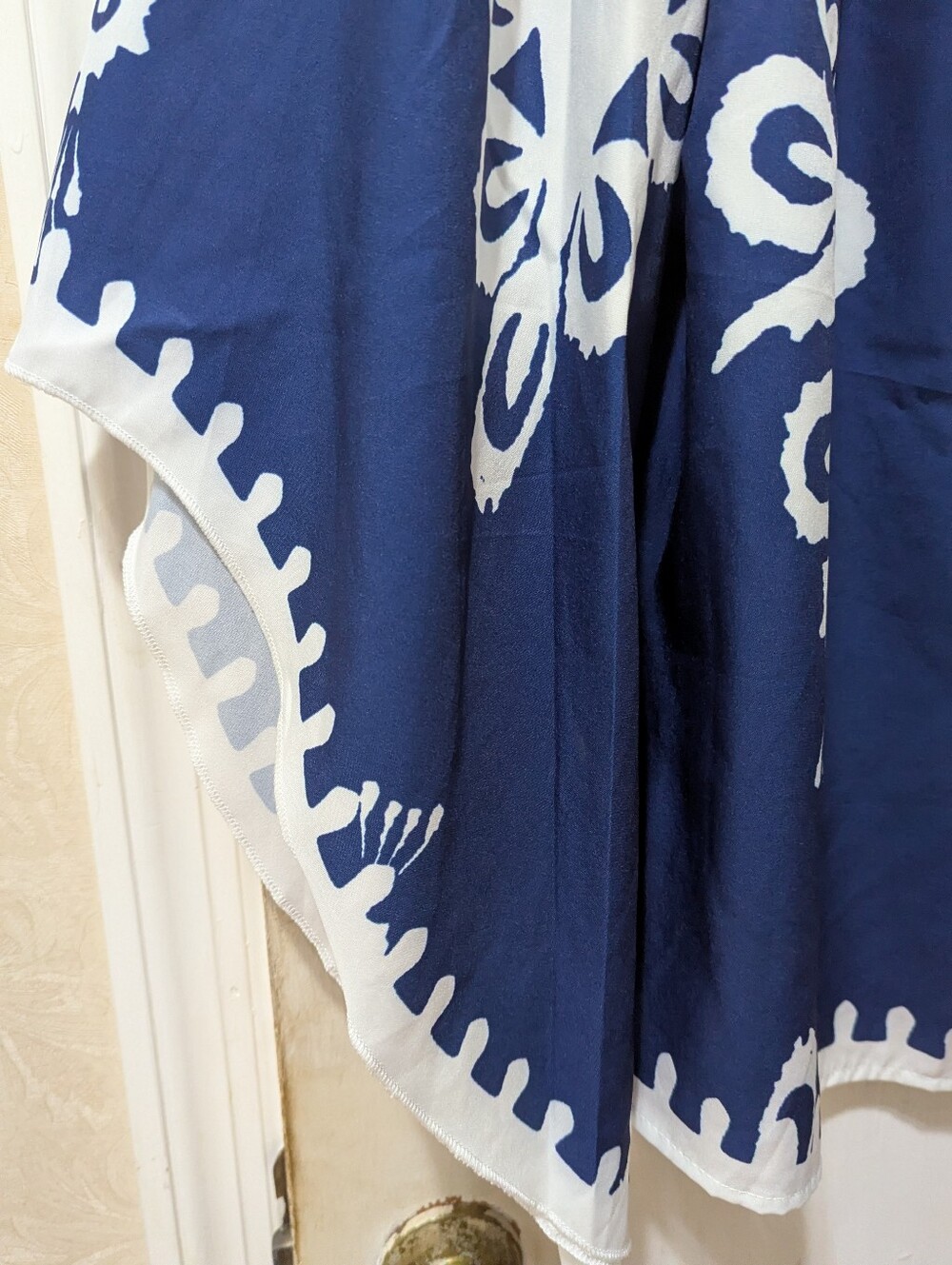 Shein Large Off-Shoulder Navy and White Peasant Top. Mediterranean Inspired - Picture 2 of 6